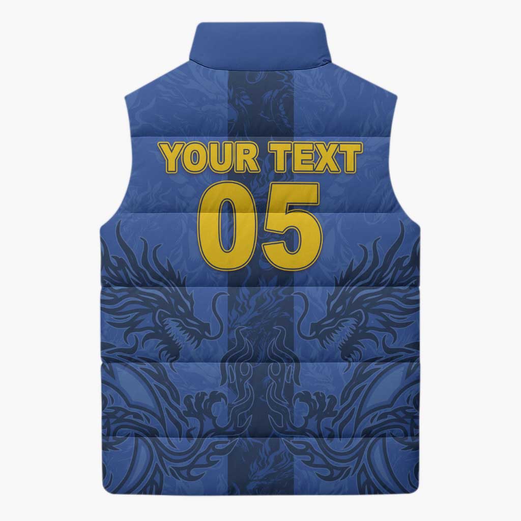 Custom Bosnia And Herzegovina Football Sleeveless Puffer Jacket Zmajevi Rising Strong