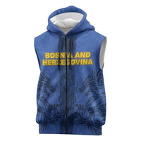 Custom Bosnia And Herzegovina Football Sleeveless Zip Hoodie Zmajevi Rising Strong