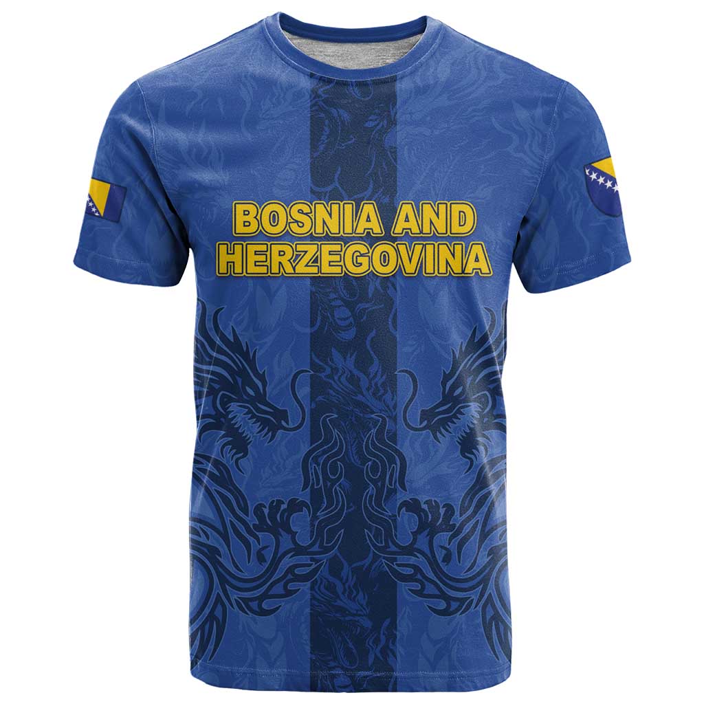 Custom Bosnia And Herzegovina Football T Shirt Zmajevi Rising Strong
