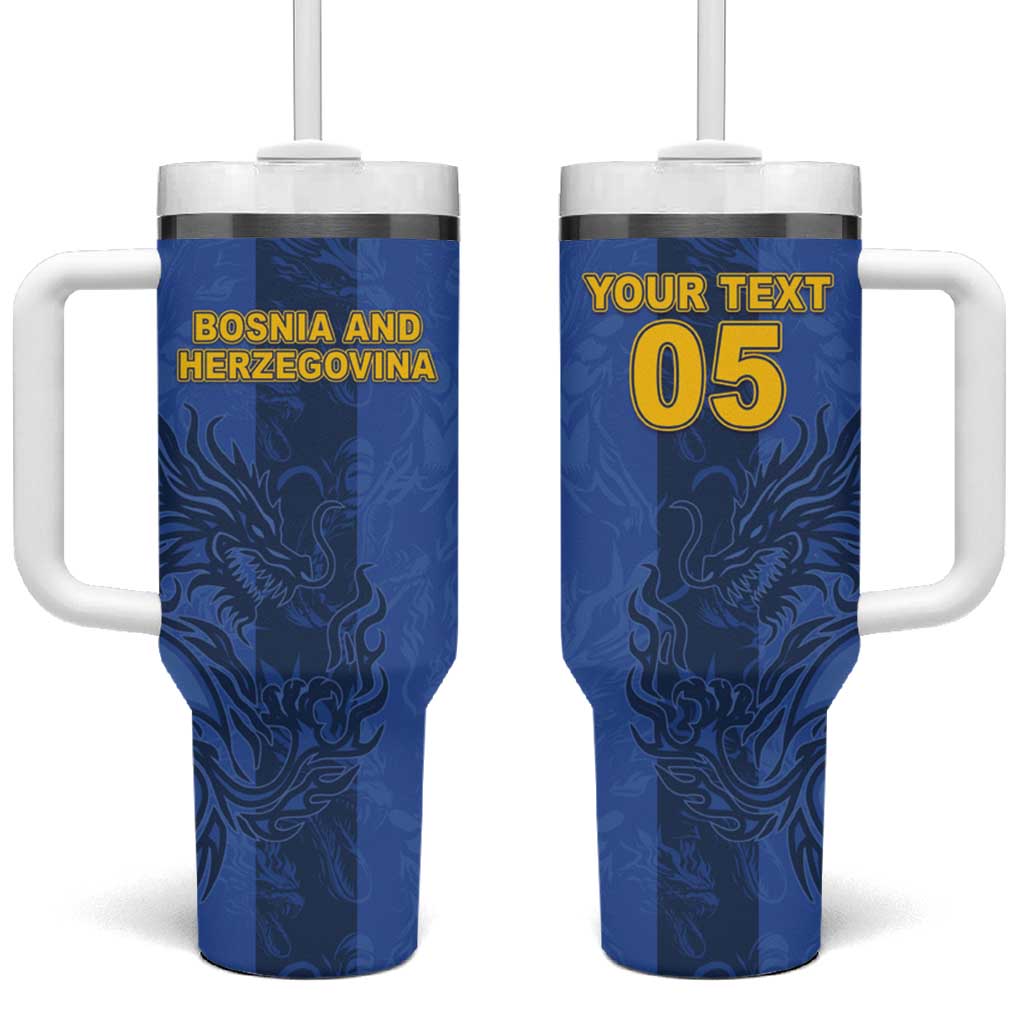 Custom Bosnia And Herzegovina Football Tumbler With Handle Zmajevi Rising Strong