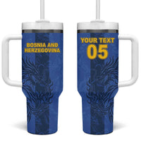 Custom Bosnia And Herzegovina Football Tumbler With Handle Zmajevi Rising Strong