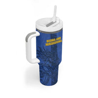 Custom Bosnia And Herzegovina Football Tumbler With Handle Zmajevi Rising Strong