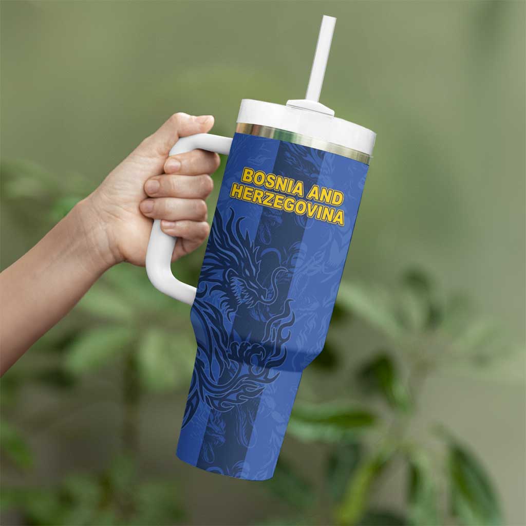 Custom Bosnia And Herzegovina Football Tumbler With Handle Zmajevi Rising Strong
