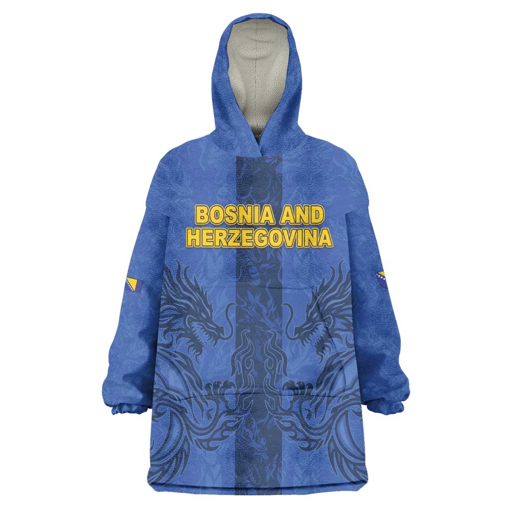 Custom Bosnia And Herzegovina Football Wearable Blanket Hoodie Zmajevi Rising Strong