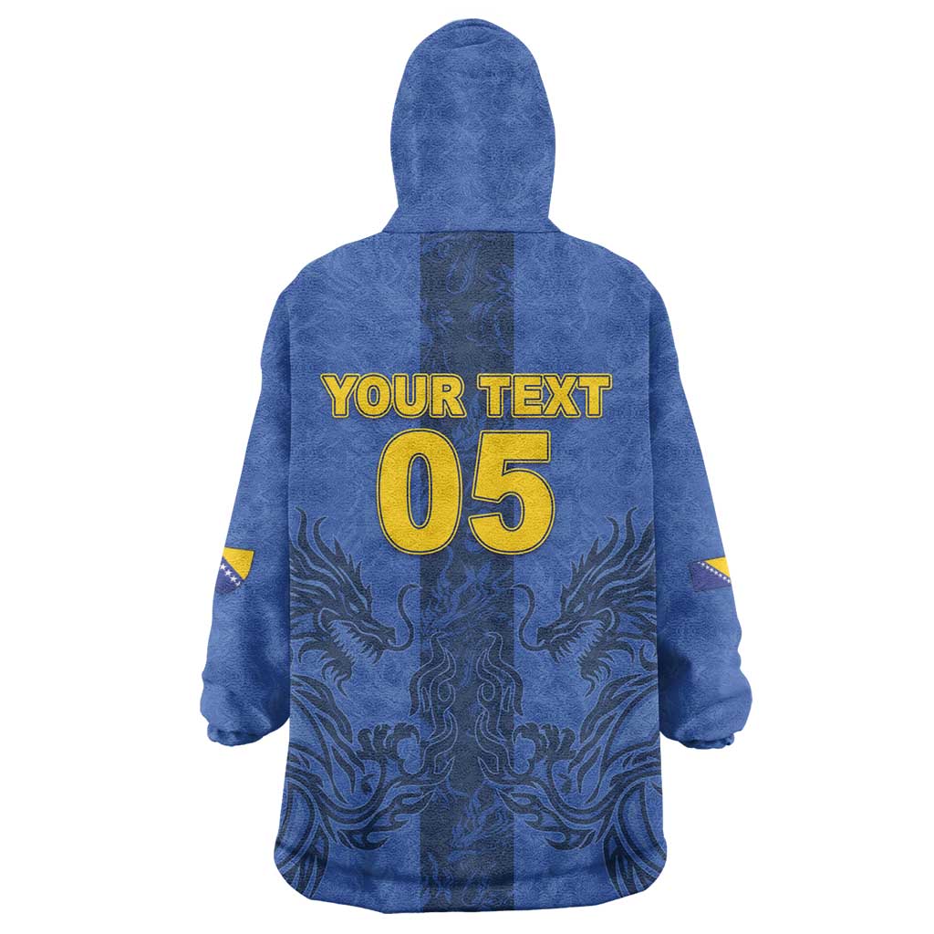 Custom Bosnia And Herzegovina Football Wearable Blanket Hoodie Zmajevi Rising Strong
