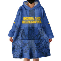 Custom Bosnia And Herzegovina Football Wearable Blanket Hoodie Zmajevi Rising Strong
