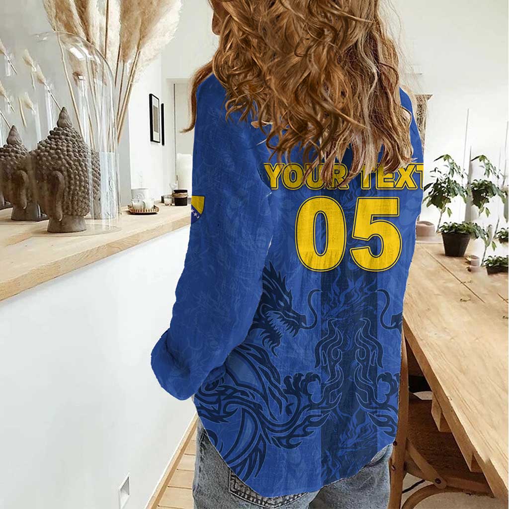 Custom Bosnia And Herzegovina Football Women Casual Shirt Zmajevi Rising Strong