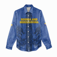 Custom Bosnia And Herzegovina Football Women Casual Shirt Zmajevi Rising Strong
