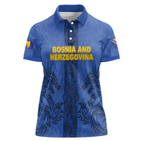 Custom Bosnia And Herzegovina Football Women Polo Shirt Zmajevi Rising Strong