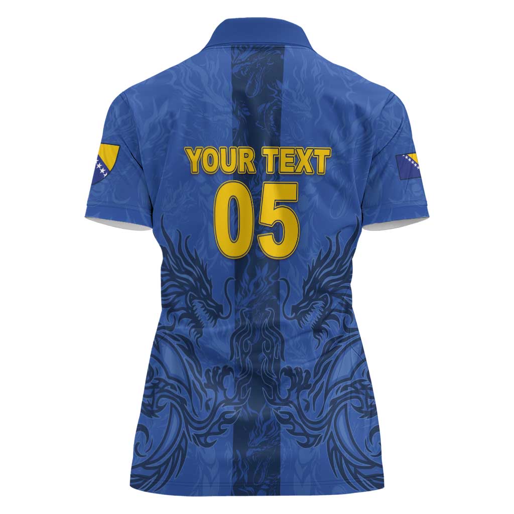 Custom Bosnia And Herzegovina Football Women Polo Shirt Zmajevi Rising Strong