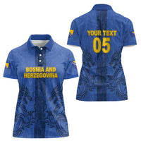 Custom Bosnia And Herzegovina Football Women Polo Shirt Zmajevi Rising Strong