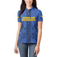 Custom Bosnia And Herzegovina Football Women Polo Shirt Zmajevi Rising Strong