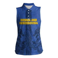 Custom Bosnia And Herzegovina Football Women Sleeveless Polo Shirt Zmajevi Rising Strong