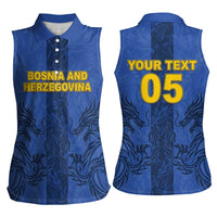 Custom Bosnia And Herzegovina Football Women Sleeveless Polo Shirt Zmajevi Rising Strong