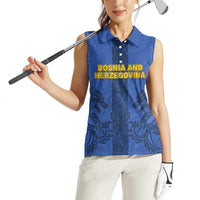Custom Bosnia And Herzegovina Football Women Sleeveless Polo Shirt Zmajevi Rising Strong
