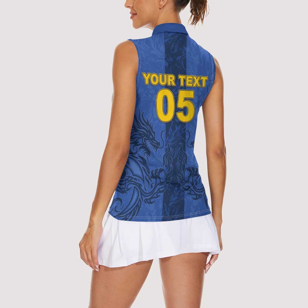 Custom Bosnia And Herzegovina Football Women Sleeveless Polo Shirt Zmajevi Rising Strong