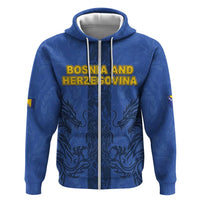 Custom Bosnia And Herzegovina Football Zip Hoodie Zmajevi Rising Strong