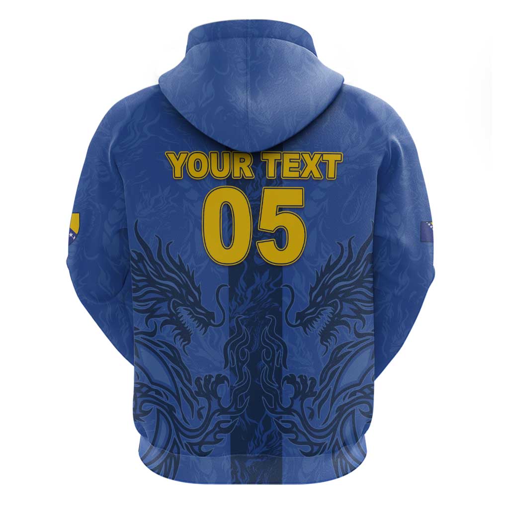 Custom Bosnia And Herzegovina Football Zip Hoodie Zmajevi Rising Strong