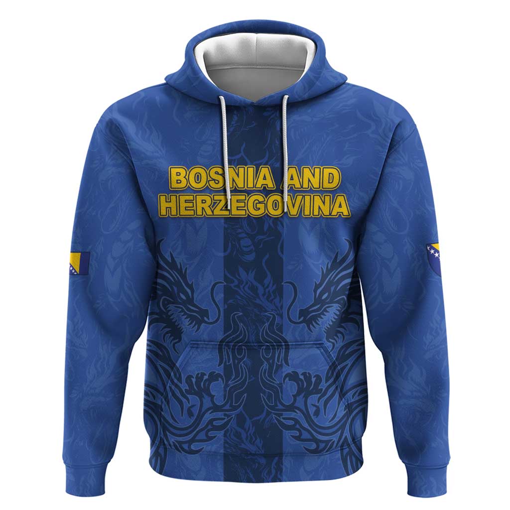 Custom Bosnia And Herzegovina Football Zip Hoodie Zmajevi Rising Strong