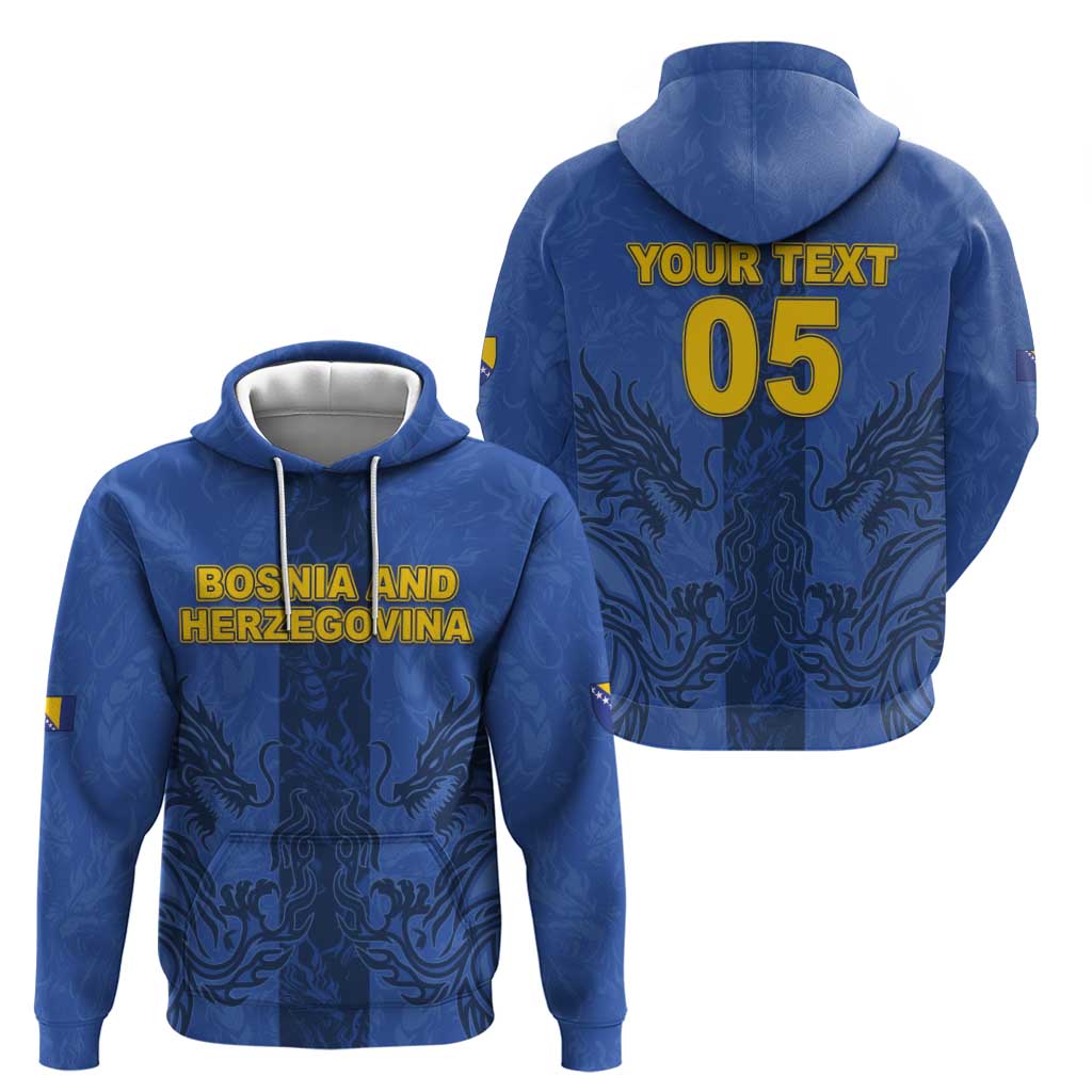 Custom Bosnia And Herzegovina Football Zip Hoodie Zmajevi Rising Strong