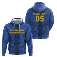 Custom Bosnia And Herzegovina Football Zip Hoodie Zmajevi Rising Strong