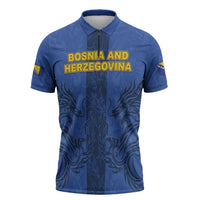 Custom Bosnia And Herzegovina Football Zipper Polo Shirt Zmajevi Rising Strong