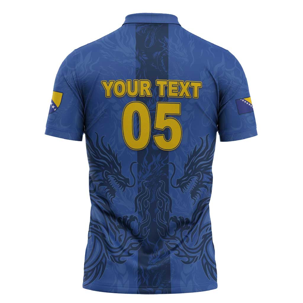 Custom Bosnia And Herzegovina Football Zipper Polo Shirt Zmajevi Rising Strong