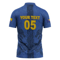 Custom Bosnia And Herzegovina Football Zipper Polo Shirt Zmajevi Rising Strong