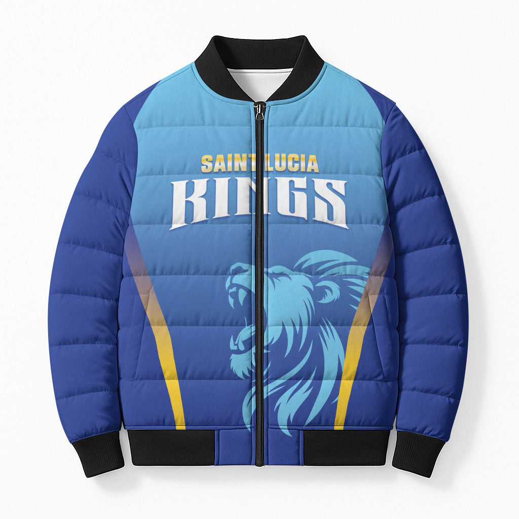 Custom Saint Lucia 2026 Cricket Bomber Puffer Jacket Kings Never Fall