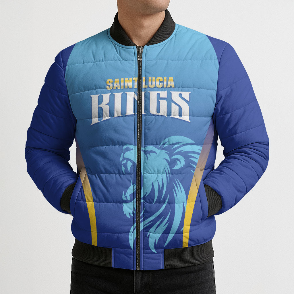 Custom Saint Lucia 2026 Cricket Bomber Puffer Jacket Kings Never Fall