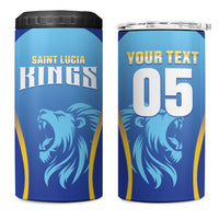 Custom Saint Lucia 2026 Cricket 4 in 1 Can Cooler Tumbler Kings Never Fall