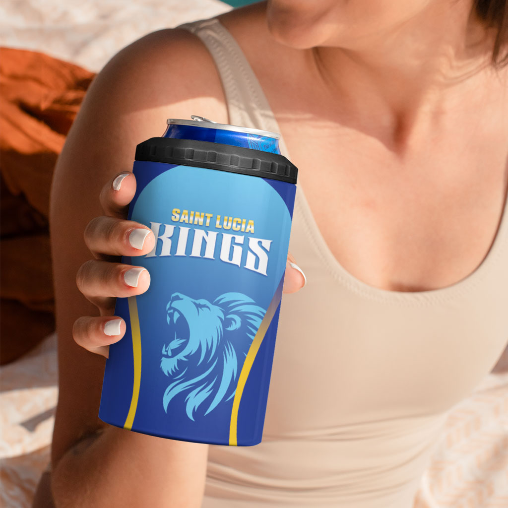 Custom Saint Lucia 2026 Cricket 4 in 1 Can Cooler Tumbler Kings Never Fall