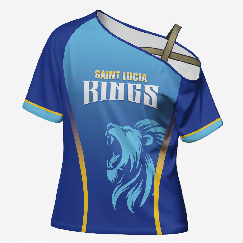 Custom Saint Lucia 2026 Cricket Cross Shoulder Shirt Kings Never Fall