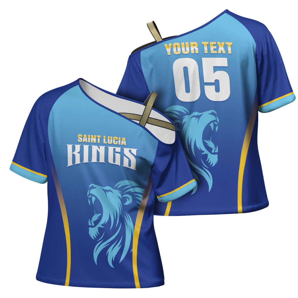 Custom Saint Lucia 2026 Cricket Cross Shoulder Shirt Kings Never Fall
