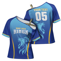 Custom Saint Lucia 2026 Cricket Cross Shoulder Shirt Kings Never Fall