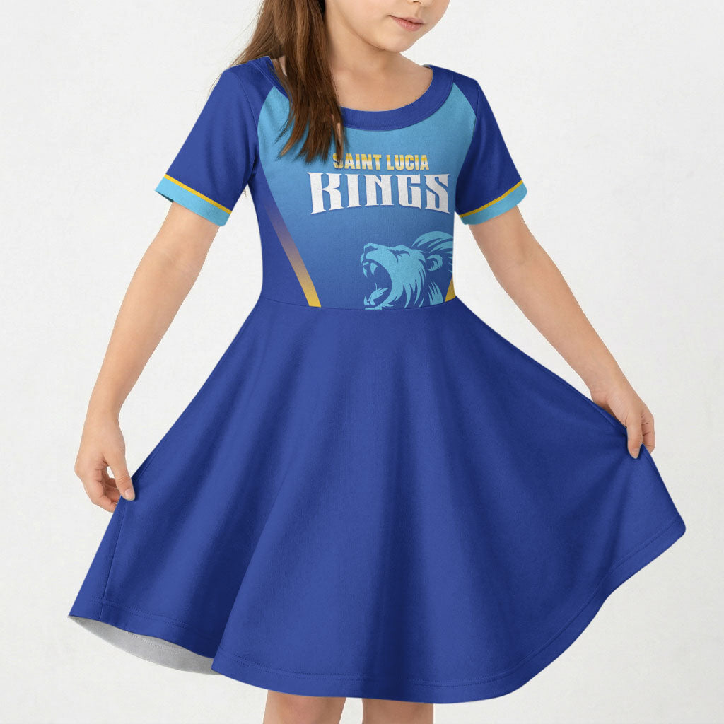 Custom Saint Lucia 2026 Cricket Kid Short Sleeve Dress Kings Never Fall