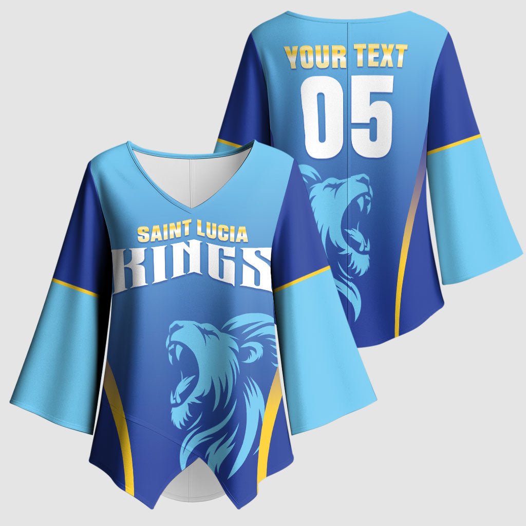 Custom Saint Lucia 2026 Cricket Kimono Sleeve Blouse Kings Never Fall