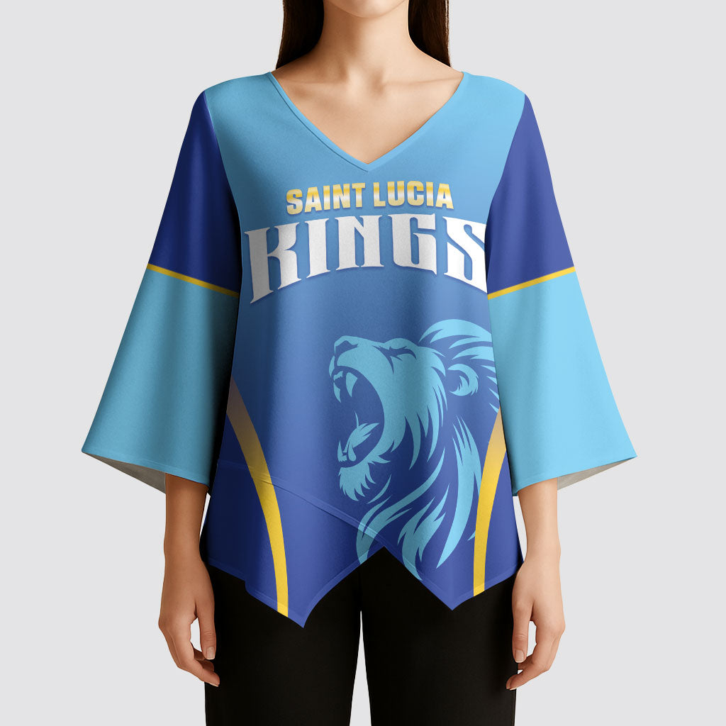 Custom Saint Lucia 2026 Cricket Kimono Sleeve Blouse Kings Never Fall