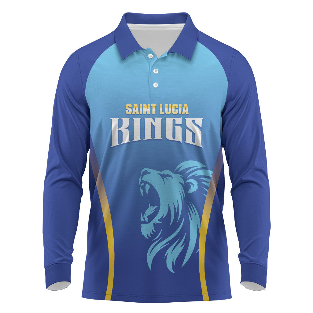 Custom Saint Lucia 2026 Cricket Long Sleeve Polo Shirt Kings Never Fall