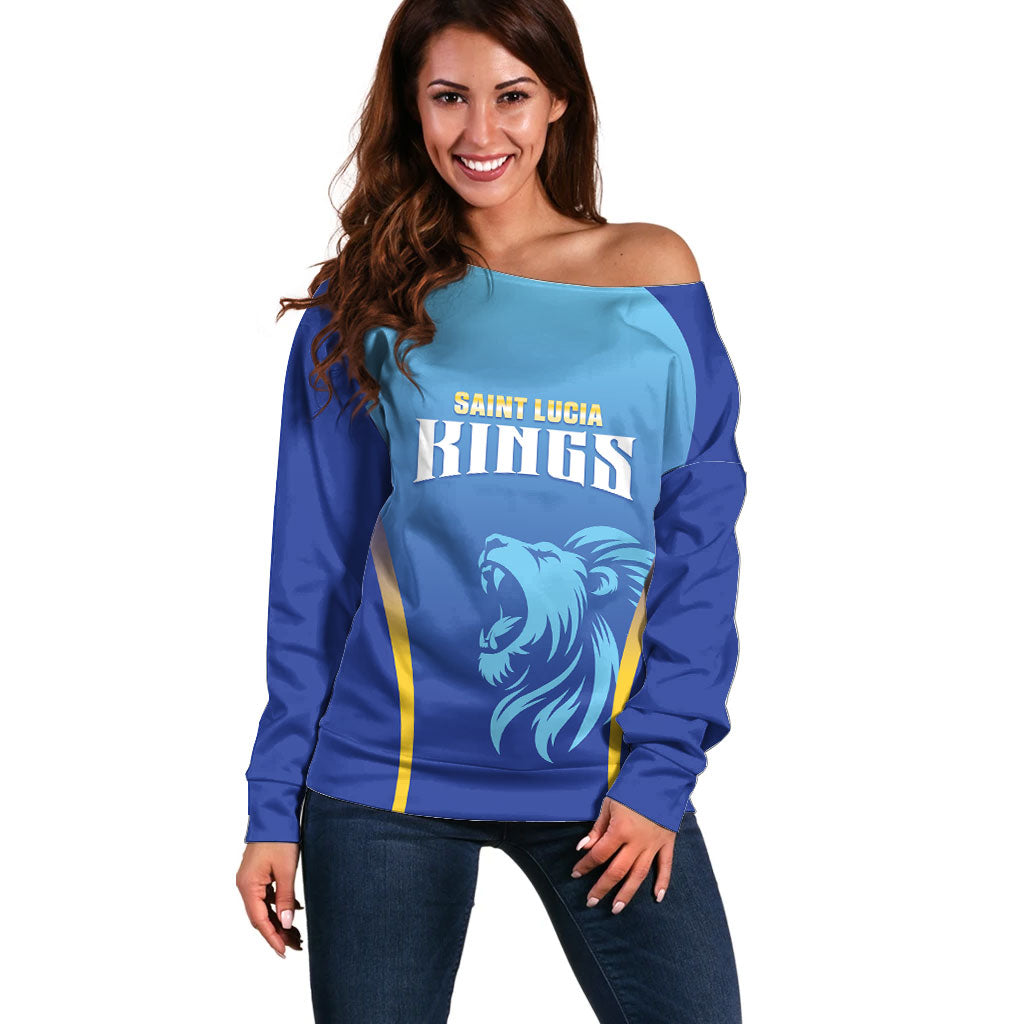Custom Saint Lucia 2026 Cricket Off Shoulder Sweater Kings Never Fall