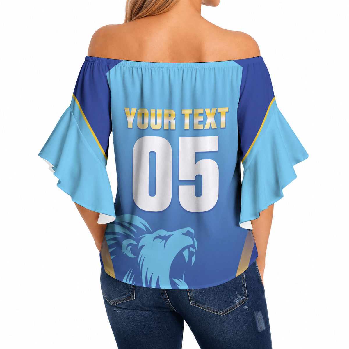 Custom Saint Lucia 2026 Cricket Off Shoulder Wrap Waist Top Kings Never Fall