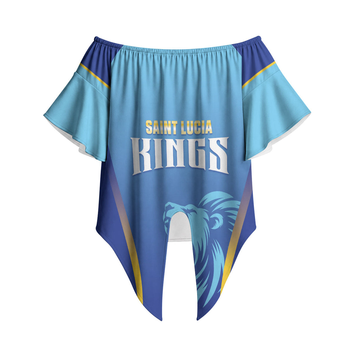 Custom Saint Lucia 2026 Cricket Off Shoulder Wrap Waist Top Kings Never Fall