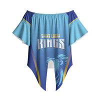 Custom Saint Lucia 2026 Cricket Off Shoulder Wrap Waist Top Kings Never Fall
