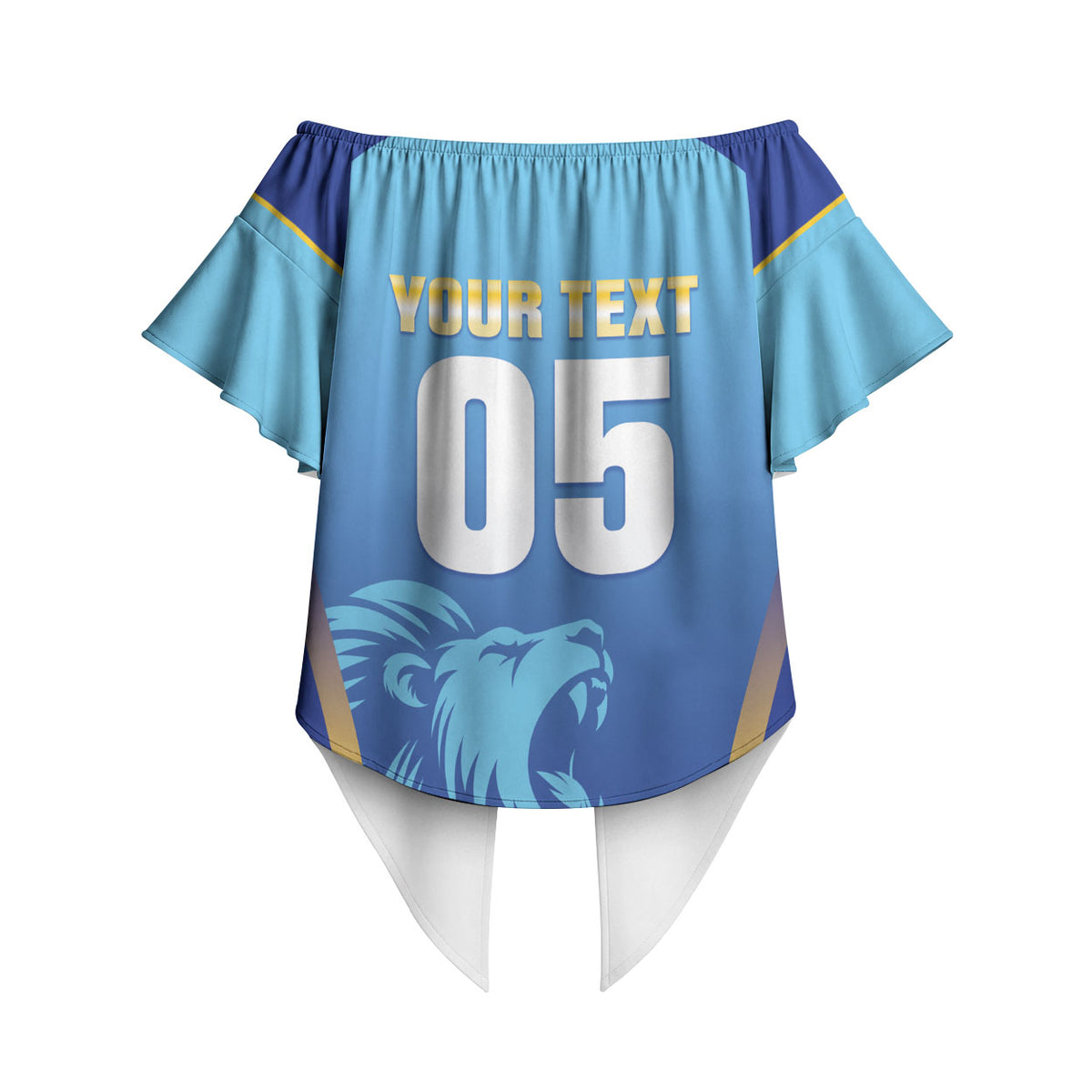 Custom Saint Lucia 2026 Cricket Off Shoulder Wrap Waist Top Kings Never Fall