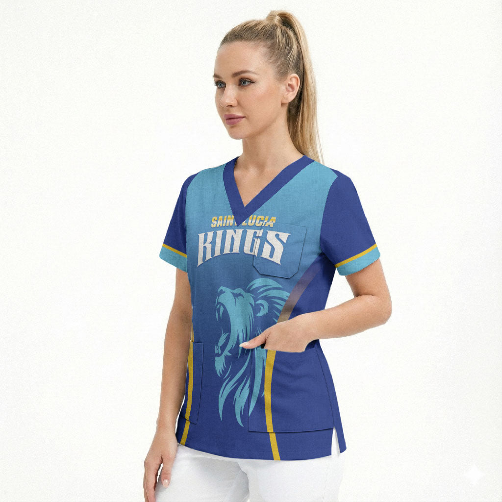 Custom Saint Lucia 2026 Cricket Scrub Top Kings Never Fall