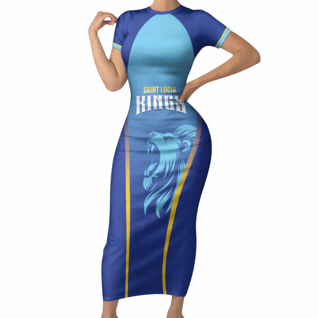 Custom Saint Lucia 2026 Cricket Short Sleeve Bodycon Dress Kings Never Fall