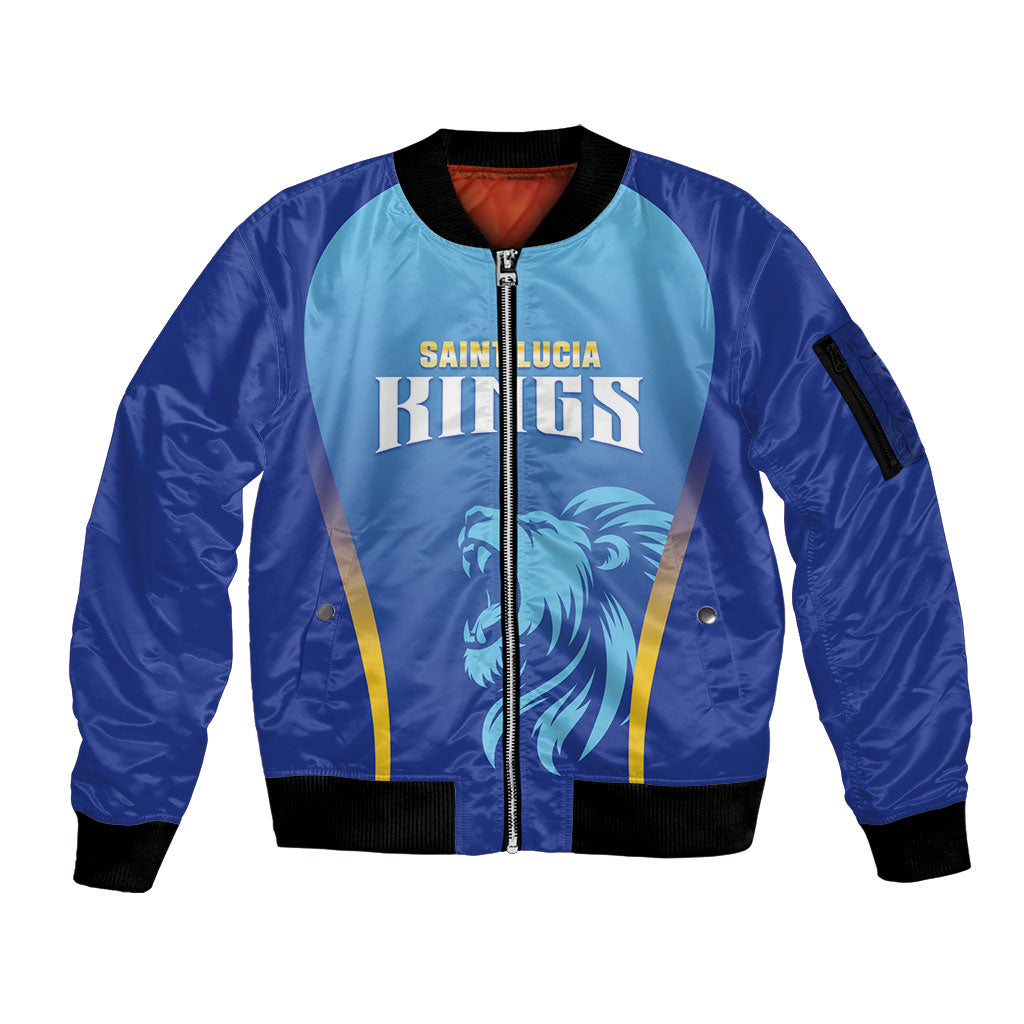 Custom Saint Lucia 2026 Cricket Sleeve Zip Bomber Jacket Kings Never Fall