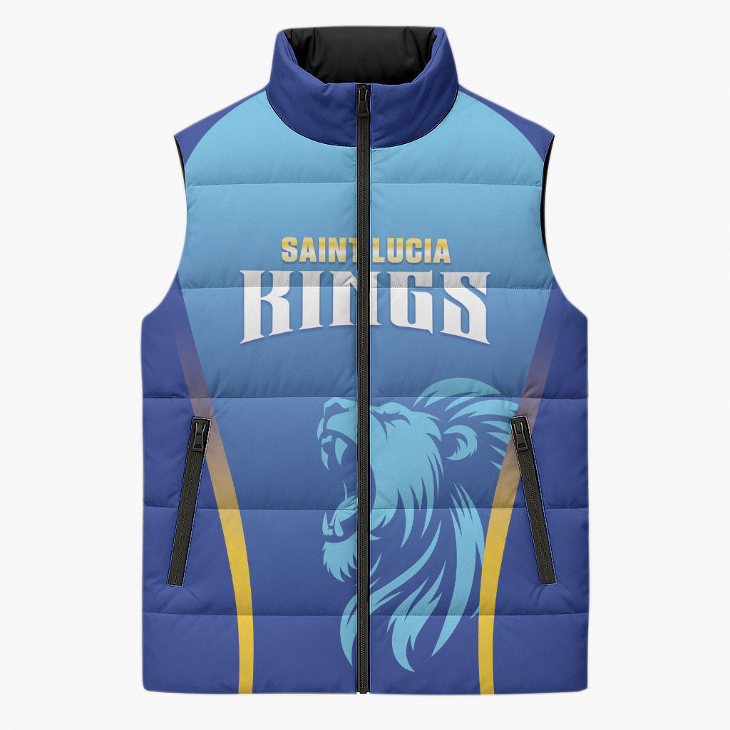 Custom Saint Lucia 2026 Cricket Sleeveless Puffer Jacket Kings Never Fall