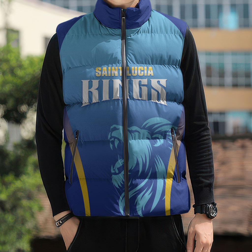 Custom Saint Lucia 2026 Cricket Sleeveless Puffer Jacket Kings Never Fall