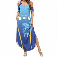 Custom Saint Lucia 2026 Cricket Summer Maxi Dress Kings Never Fall